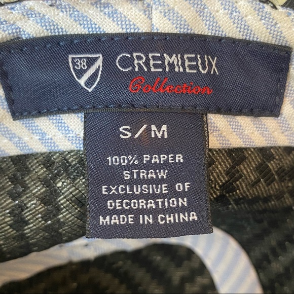 Cremieux Collection Men’s Dark Gray Cream Houndstooth Paper Straw Hat Size S/M - Picture 7 of 10